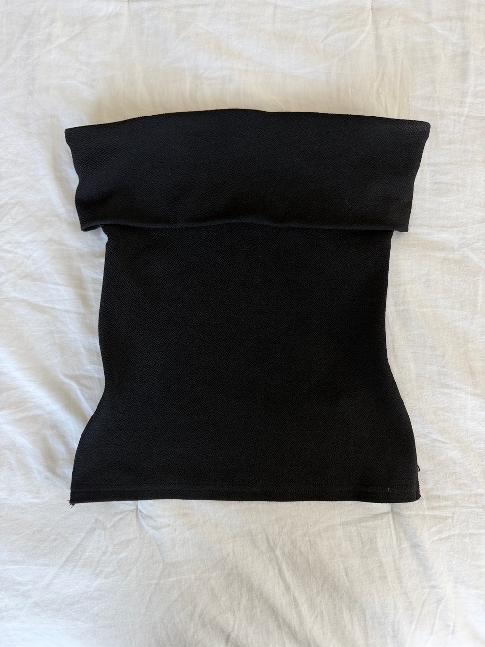 C Black Fold-Over Strapless Tube Top